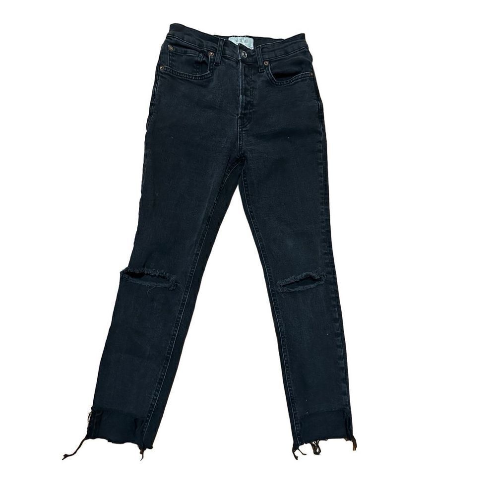 We the Free black distressed high rise skinny jeans sz 25